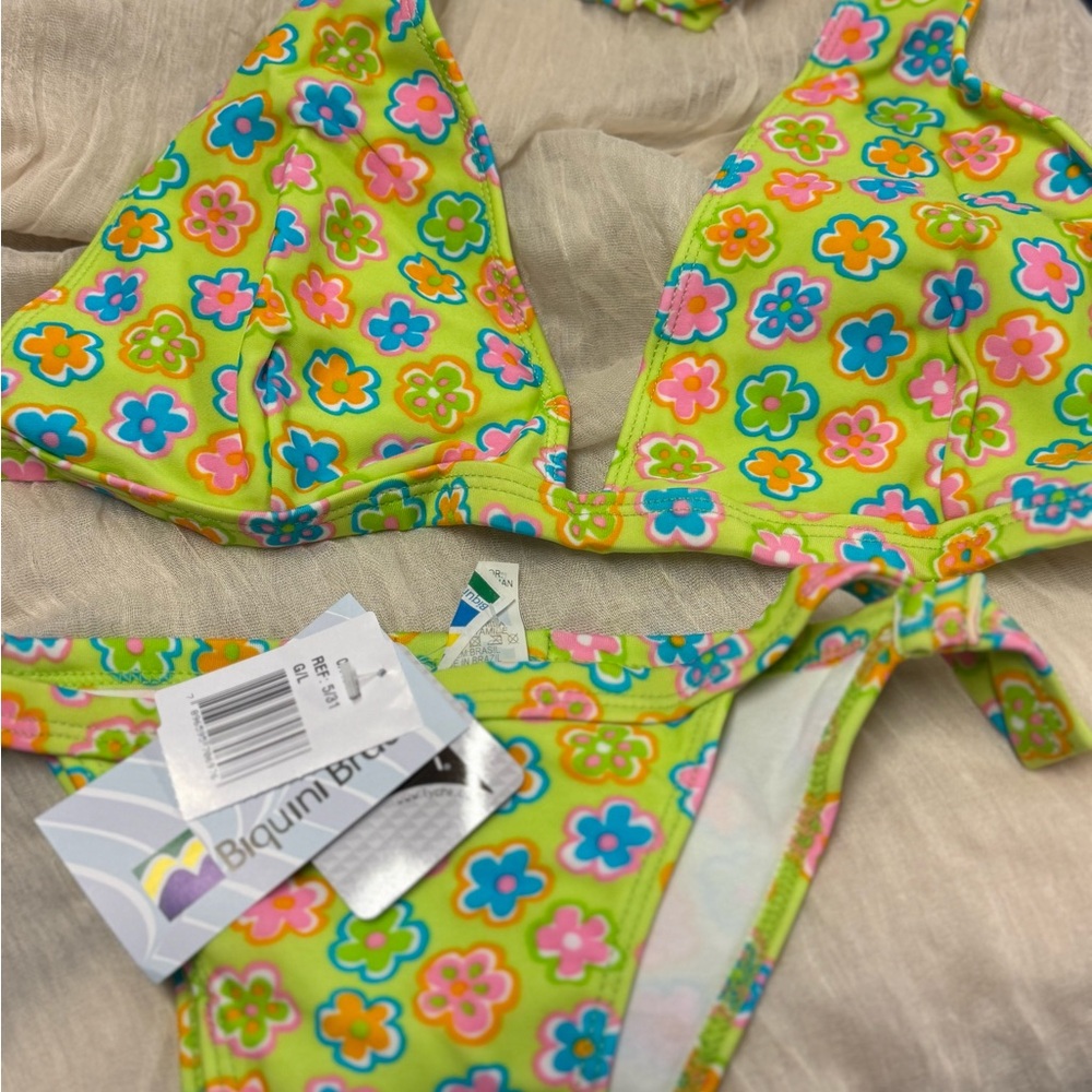 Green and Pink Floral Bikini Swim